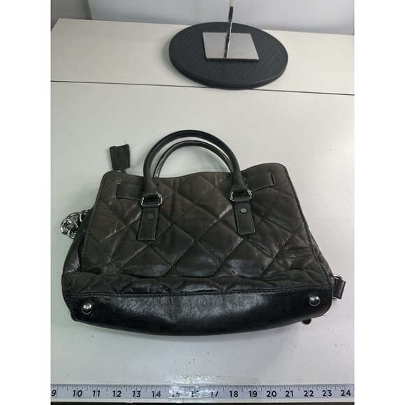 Michael Kors Hamilton Quilted Gun Metal Leather Small Tote Shoulder Bag - Picture 11 of 12